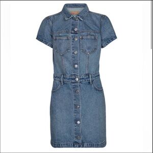 GRLFRND Macie Denim Mini Dress Blue Small jean dress buttons Nashville western